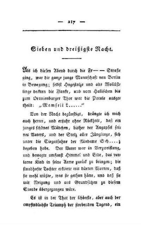 Sieben und dreißigste Nacht. Bei Madame Sch....z