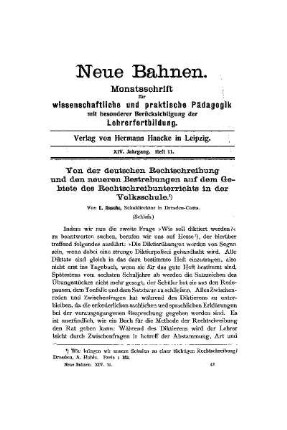 Von der deutschen Rechtschreibung und den neueren Bestrebungen auf dem Gebiete des Rechtschreibunterrichts in der Volksschule