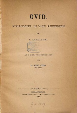 Ovid : Schauspiel in vier Aufzügen