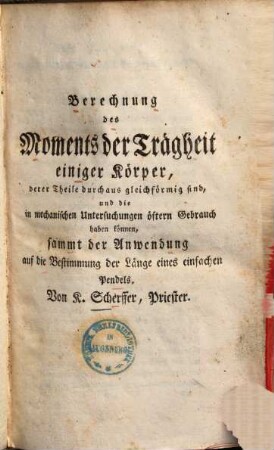 Beyträge zu verschiedenen Wissenschaften