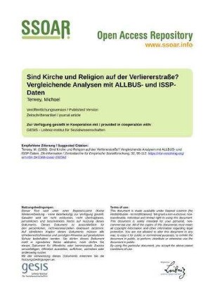 Sind Kirche und Religion auf der Verliererstraße? Vergleichende Analysen mit ALLBUS- und ISSP-Daten