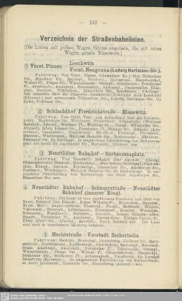 Verzeichnis der Straßenbahnlinien