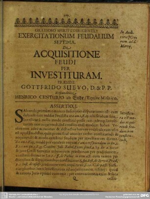 Septima. De Acquistione Feudi Per Investituram