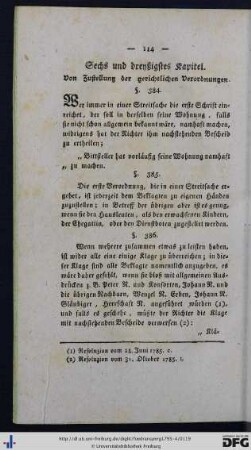 Sechs und dreyßigstes Kapitel. Von Zustellung der gerichtlichen Verordnungen.