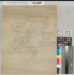 Sichtigvor (Warstein) aufgeteilte Waldgrundstücke der Domäne Mülheim um 1820 (1 : 1250) 53 x 42 kol. Zeichnung KSA Nr. 866