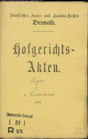 Regus, Johann Christoph zu Horn gegen Generalleutnant von Kerssenbrock - Schuldforderung