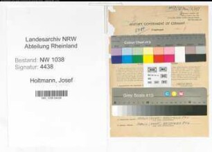 Entnazifizierung Josef Holtmann , geb. 21.09.1905 (Bahnbeamter)