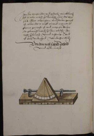 Maßholz mit Quadrant und Visierrohr