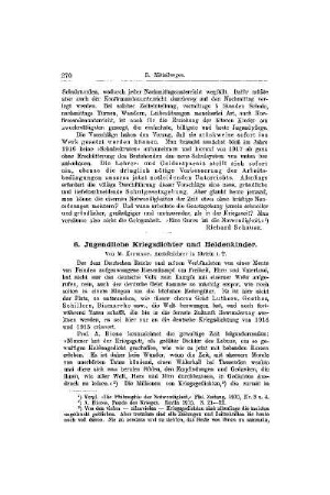 Jugendliche Kriegsdichter und Heldenkinder : [Mitteilungen]