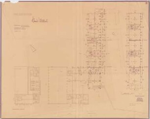 Grund, Peter; Bad Vilbel; Ernst Reuter Schule - Positionsplan - Block E, Turnhalle, Hausmeisterwohnung (Grundriss EG); Block E (Grundriss 1. OG); Turnhalle (Grundriss Keller)