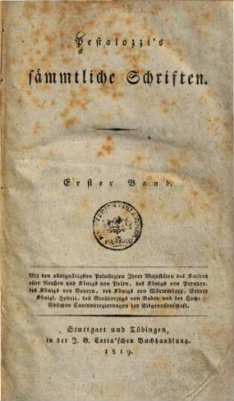 Pestalozzi's sämmtliche Schriften, 1. Lienhard und Gertrud ; Theil 1 : ein Buch für das Volk