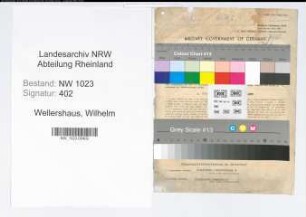 Entnazifizierung Wilhelm Wellershaus , geb. 27.03.1887 (Optiker)