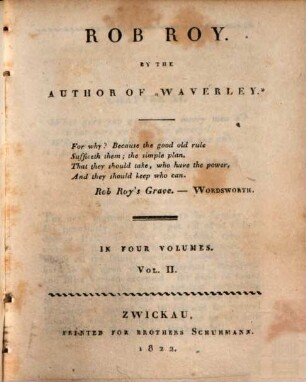 Rob Roy : in four volumes, 2
