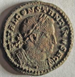 Römische Münze, Nominal Halbfollis, Prägeherr Galerius oder Severus für Constantinus I. Caesar, Prägeort Trier, Original