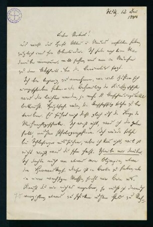 Brief vom 12. Dec. 1880