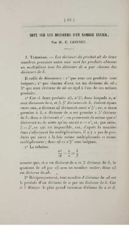 Note sur les diviseurs d'un nombre entier.