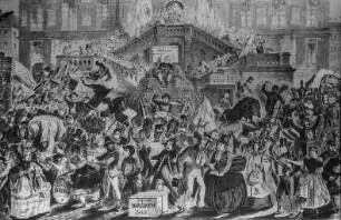 Dresden. Ziehung der Schiller-Lotterie 1860 an der Treppe des Johanneums am Jüdenhof