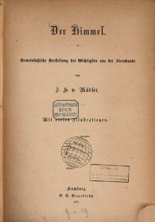 Der Himmel : gemeinfaßliche Darstellung des Wichtigsten aus der Sternkunde