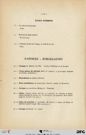 Faiences - Porcelaines (Nr. 11-18)