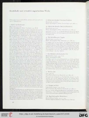 Zweifelhafte und irrtümlich zugeschriebene Werke (I - XLVI)