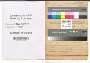 Entnazifizierung Wolfgang Mielentz , geb. 21.12.1910 (Ingenieur)