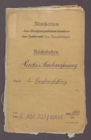 Die Reichsverfassung und die bayerischen und badischen Denkschriften zur Reform der Verfassung (V)