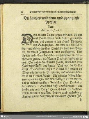 Die hundert und neun und zwantzigste Predigt