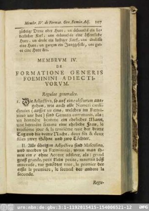 Membrum IV. De Formatione Generis Foeminini Adiectivorum.