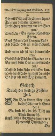 Gebeth Durch die heilige Fasten-Zeit