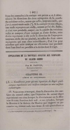 Application de la nouvelle analyse aux surfaces du second ordre.