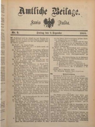 9: Beilage vom Freitag, 9. Dezember 1910