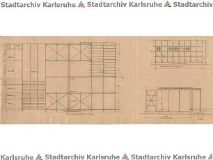 Beichel, Friedrich. Flugplatz Karlsruhe. Verwaltungsgebäude und Flugzeughalle