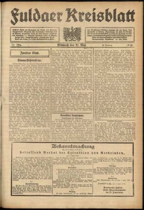Zweite Ausgabe vom Mittwoch, den 31. Mai 1916.