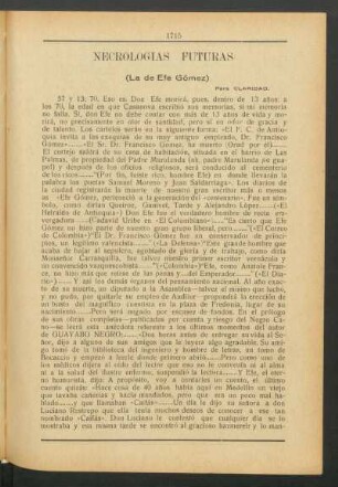 Necrologías futuras : (La de Efe Gómez)