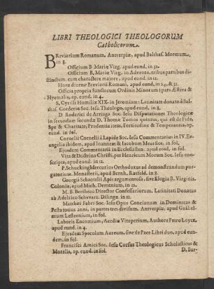 Libri Theologici Theologorum Catholicorum.