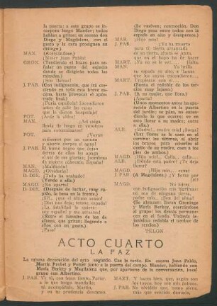 Acto cuarto : La paz