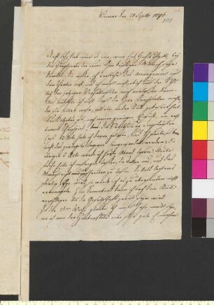 Brief von Kirms, Franz an Goethe, Johann Wolfgang von