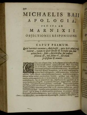 Michaelis Baii, Apologia Pro Sua Ad Marnixii Objectiones Responsione
