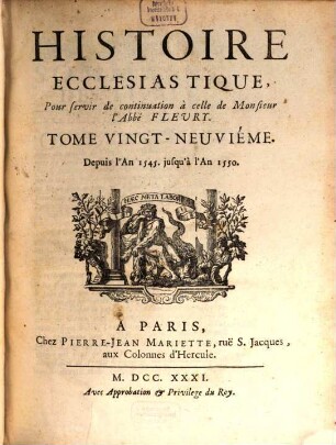 Histoire Ecclésiastique, 29. Depuis l'An 1545. jusqu'à l'An 1550