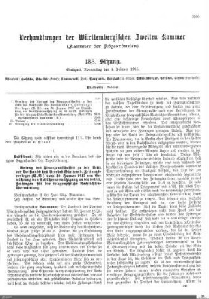 138. Sitzung, Stuttgart, 4.2.1915
