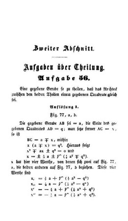 Zweiter Abschnitt. Aufgaben über Theilung.