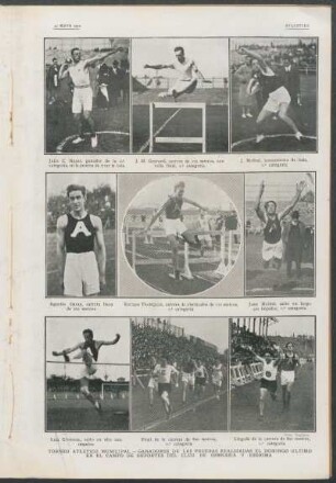 Torneo Atletico Municipal. : Ganadores de las pruebas realizadas el domingo último en el campo de deportes del Club de Gimnasia y Esgrima