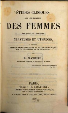 Études cliniques sur les maladies des femmes