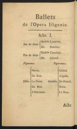 Ballets de l'Opera Ifigenie