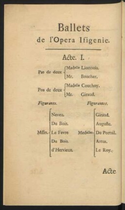 Ballets de l'Opera Ifigenie