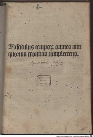 Fasciculus temporum : [mit Fortsetzung bis 1484]