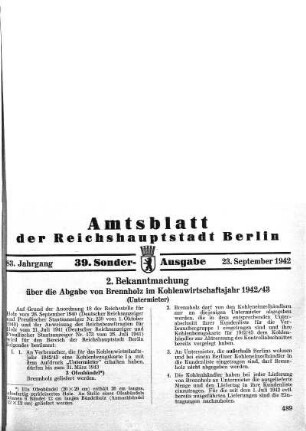 39. Sonder-Ausgabe, 23. September 1942