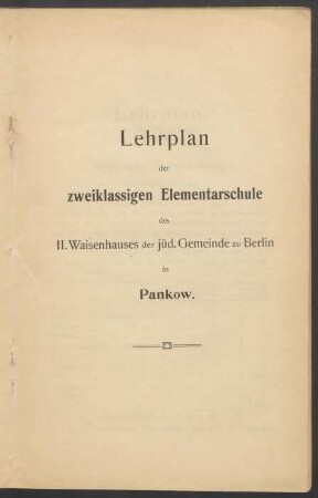 Lehrplan der zweiklassigen Elementarschule