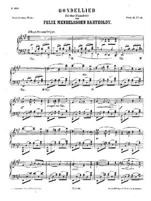 Felix Mendelssohn-Bartholdys Werke, 11,59. Nr. 59, Gondellied : in A. - 3 S. - Pl.-Nr. M.B.59