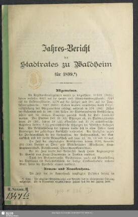 1899: Jahres-Bericht des Stadtrates zu Waldheim : auf ...